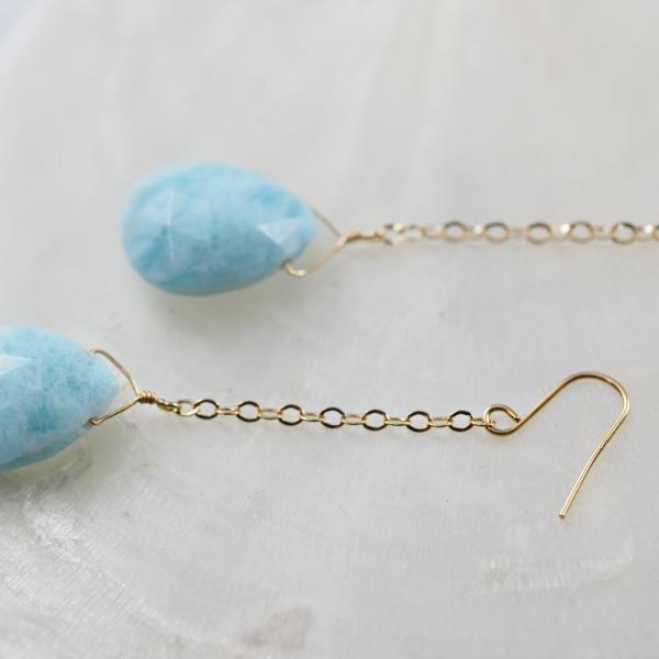 K18 ラリマー ピアス ペアシェイプ 18金 18k ゴールド ドロップ 雫 アメリカンピアス 揺れる |  | 04