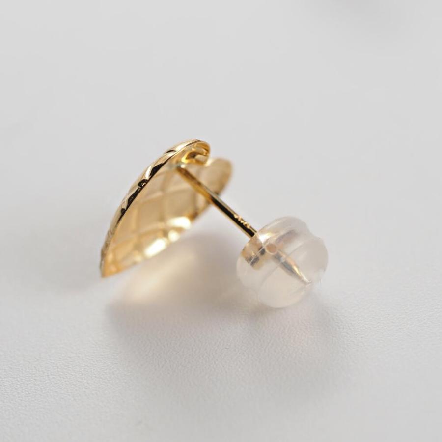 K18 ハート ピアス 18k 18金 ゴールド 大きい ボリューム 地金 メロンパン レディースの画像