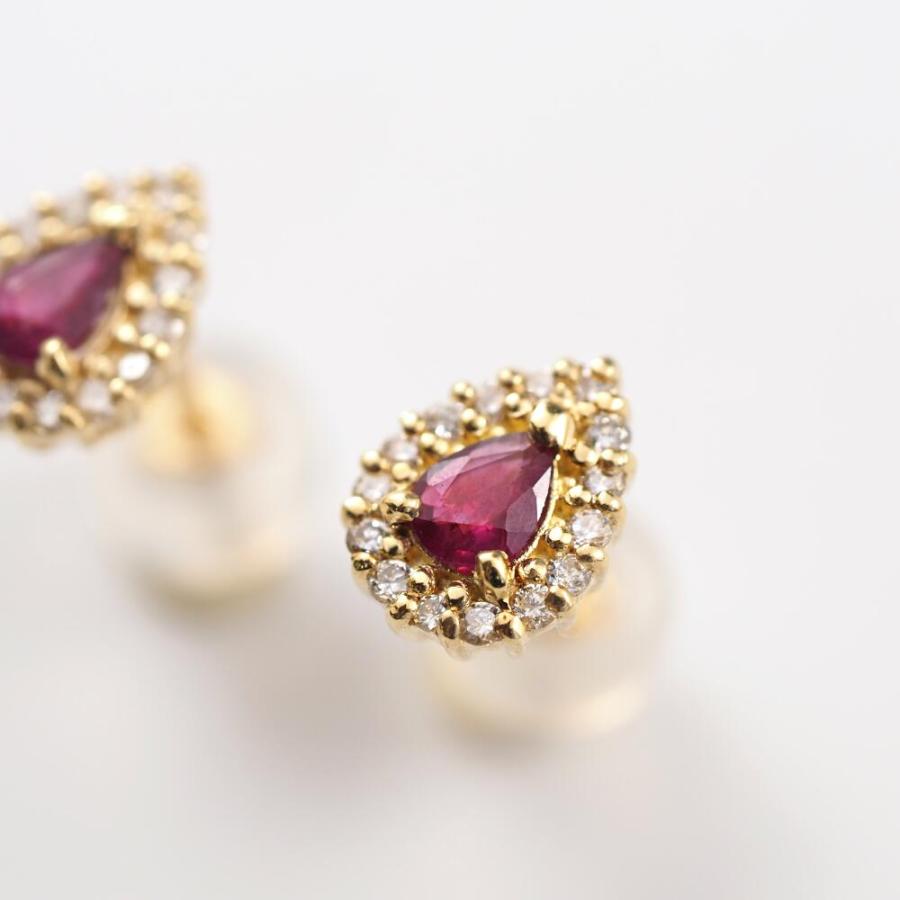 ルビー ピアス K18 18k 18金 ダイヤモンド ダイヤ ダイヤ取り巻き ペアシェイプ |  | 01