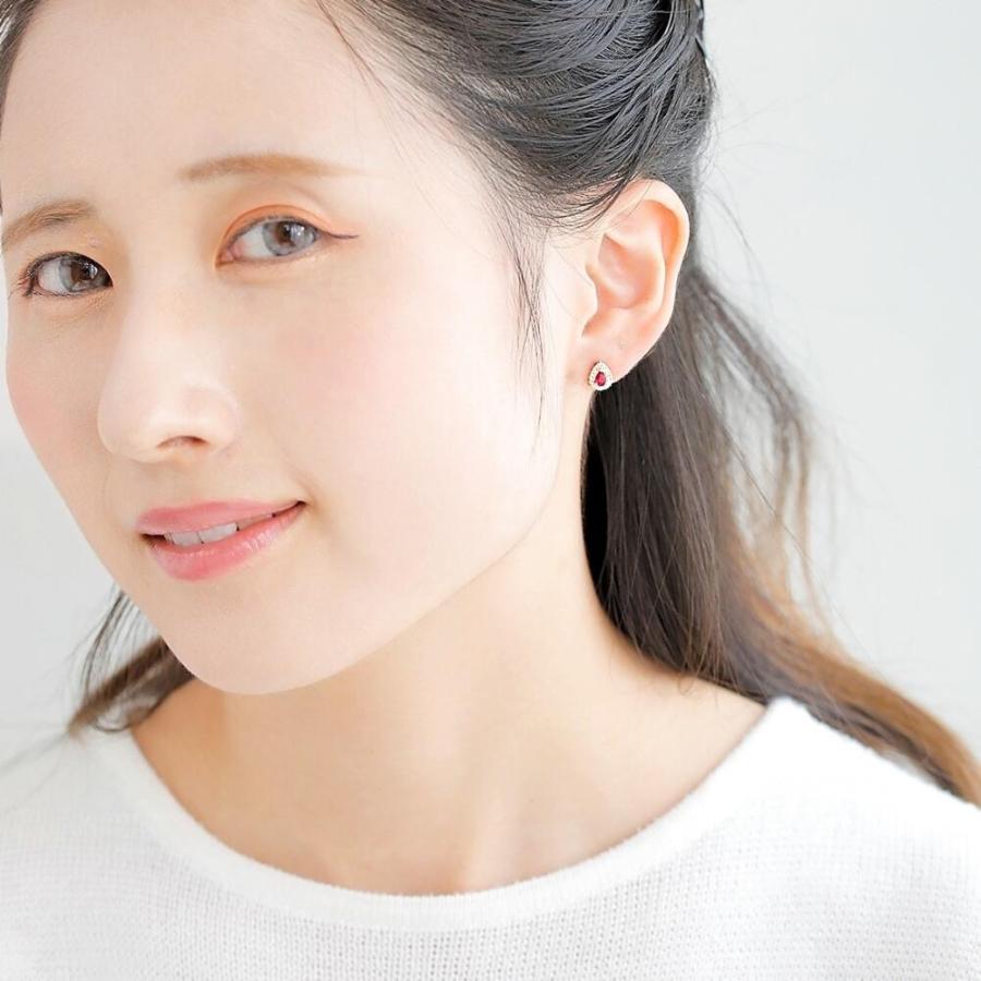 ルビー ピアス K18 18k 18金 ダイヤモンド ダイヤ ダイヤ取り巻き ペア