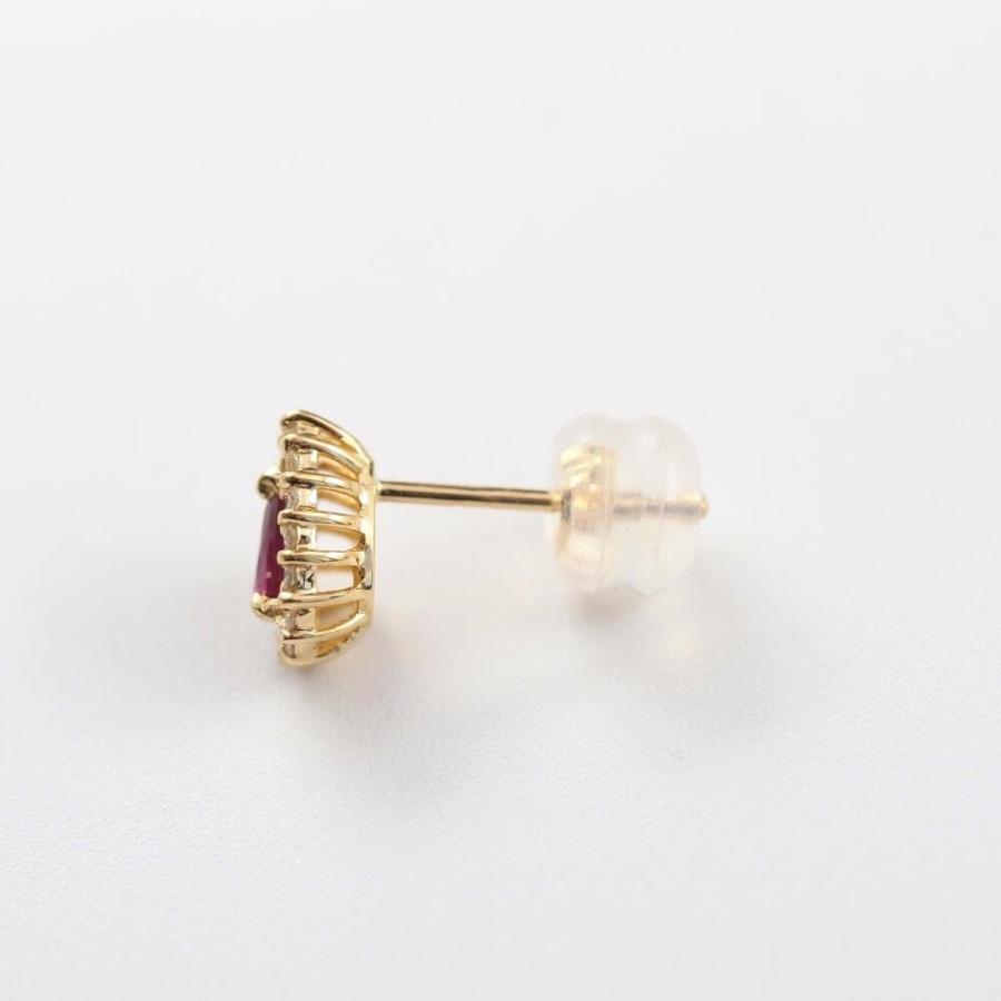 ルビー ピアス K18 18k 18金 ダイヤモンド ダイヤ ダイヤ取り巻き ペア