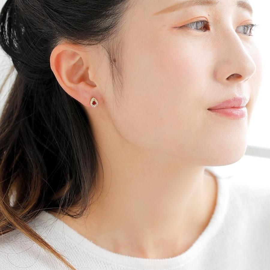 ルビー ピアス K18 18k 18金 ダイヤモンド ダイヤ ダイヤ取り巻き ペア