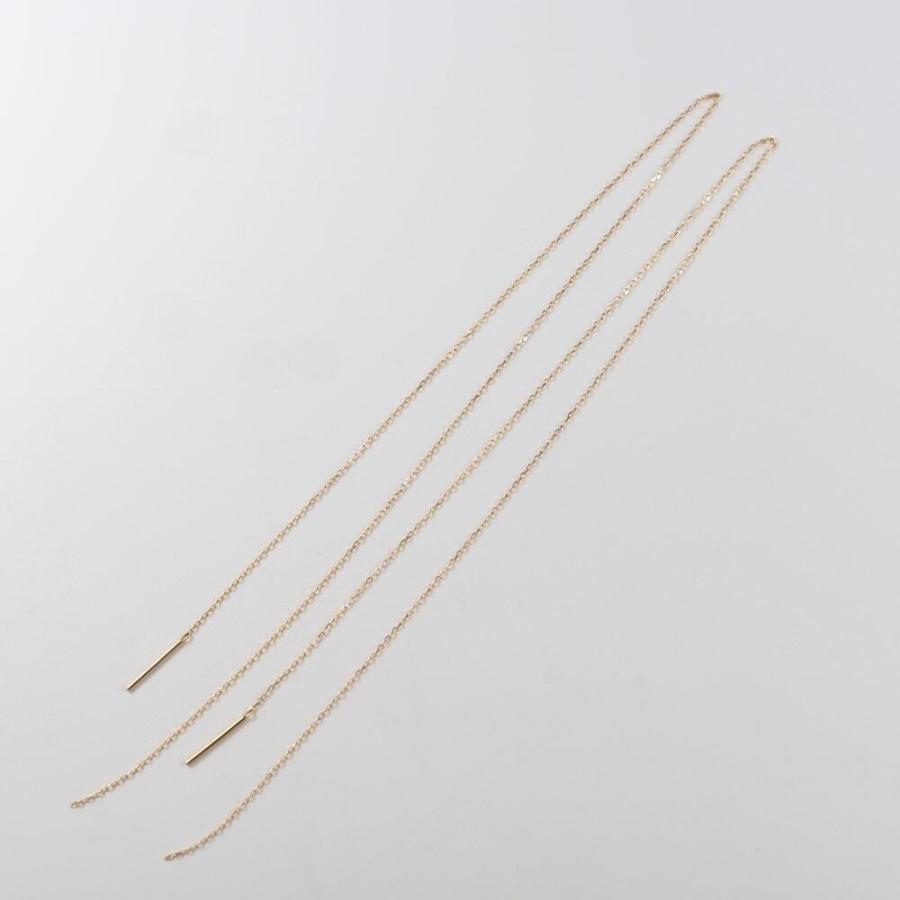 18金 ピアス 18金ピアス K18 k18 長い ロング ロングピアス ゴールド チェーン チェーンピアス デザイン シンプル 小豆の画像
