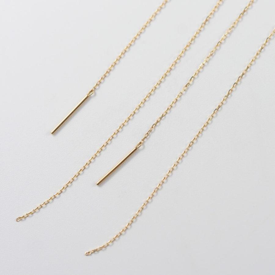 18金 ピアス 18金ピアス K18 k18 長い ロング ロングピアス ゴールド チェーン チェーンピアス デザイン シンプル 小豆の画像
