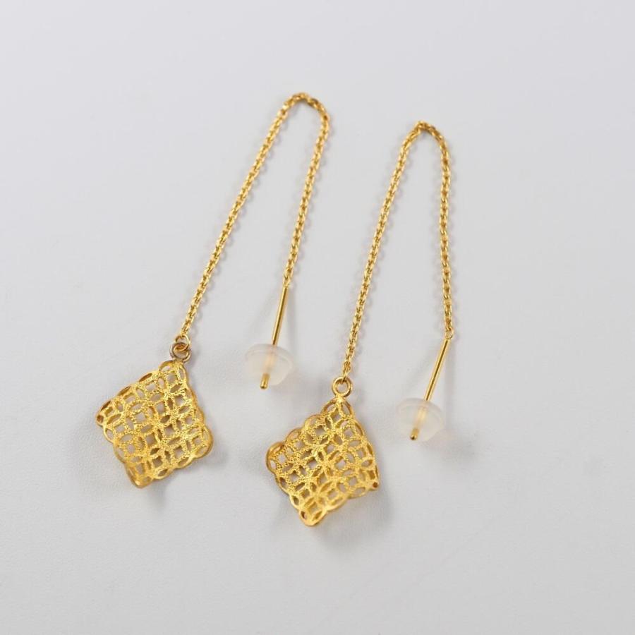 24金 ピアス 24金ピアス 純金 k24 K24 長い ゴールド チェーン ひし形 デザイン シンプル 小豆 人気 普段使い プレゼント |  | 01
