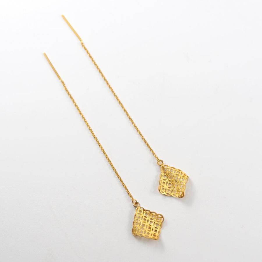 24金 ピアス 24金ピアス 純金 k24 K24 長い ゴールド チェーン ひし形 デザイン シンプル 小豆 人気 普段使い プレゼント |  | 02