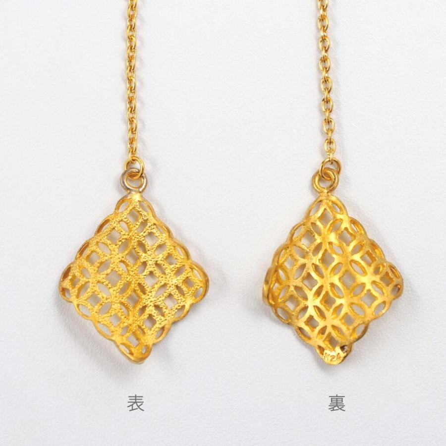 24金 ピアス 24金ピアス 純金 k24 K24 長い ゴールド チェーン ひし形 デザイン シンプル 小豆 人気 普段使い プレゼント |  | 05