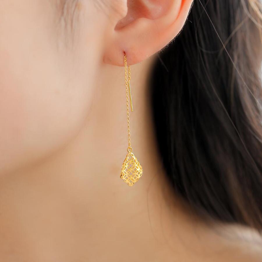 24金 ピアス 24金ピアス 純金 k24 K24 長い ゴールド チェーン ひし形 デザイン シンプル 小豆 人気 普段使い プレゼント |  | 08