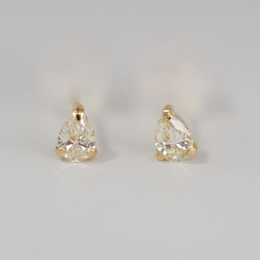 ピアス ダイヤモンド k18 K18 18金 一粒 0.1ct ペアシェイプ 雫 イエローゴールド シンプル デイリー オフィス おしゃれ ジュエリー プレゼント ギフトの画像