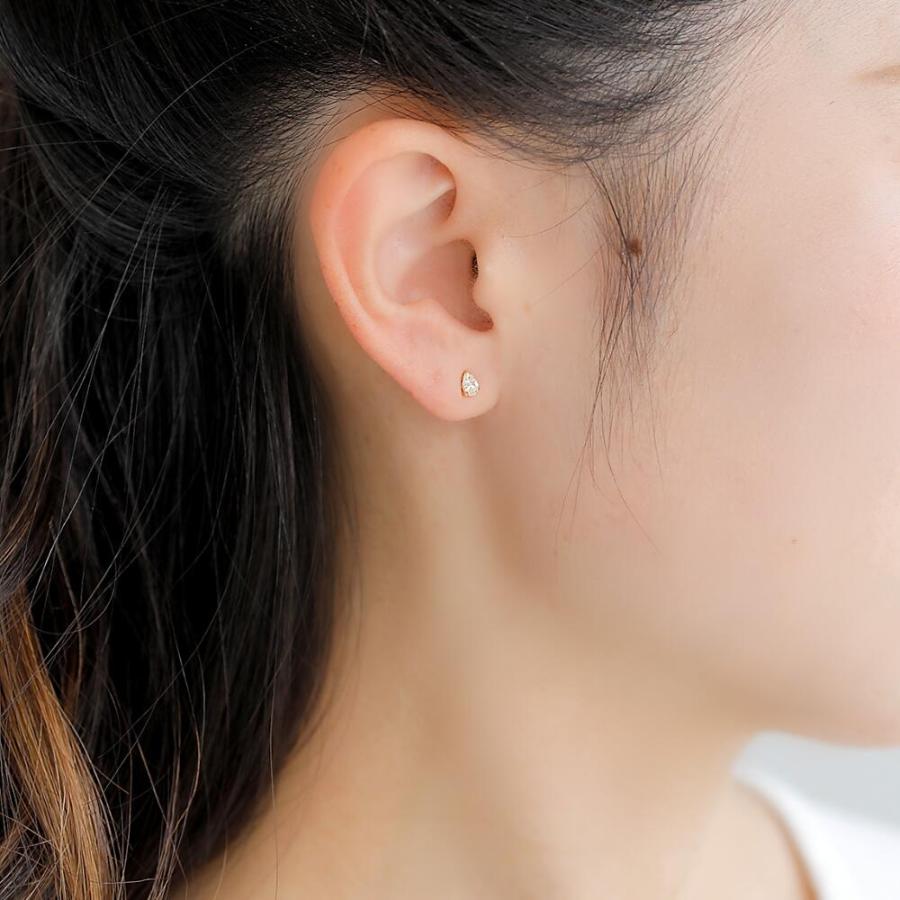 ピアス ダイヤモンド k18 K18 18金 一粒 0.1ct ペアシェイプ 雫 イエローゴールド シンプル デイリー オフィス おしゃれ ジュエリー プレゼント ギフトの画像