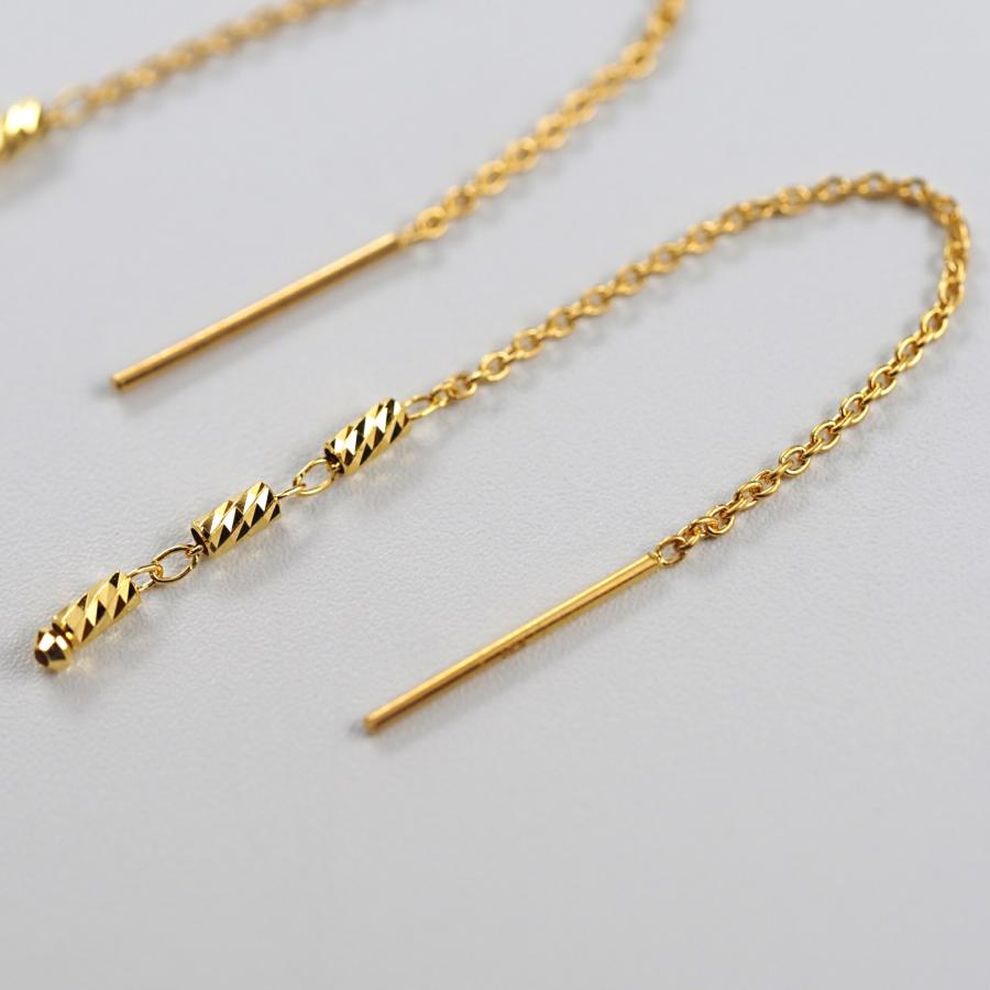 24金 ピアス 24金ピアス 純金 k24 K24 長い ゴールド チェーン シンプル 角 小豆 人気 普段使い プレゼント |  | 01