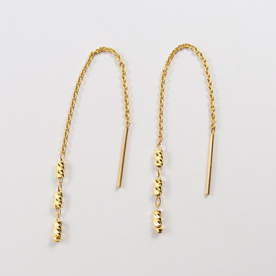 24金 ピアス 24金ピアス 純金 k24 K24 長い ゴールド チェーン シンプル 角 小豆 人気 普段使い プレゼント |  | 04