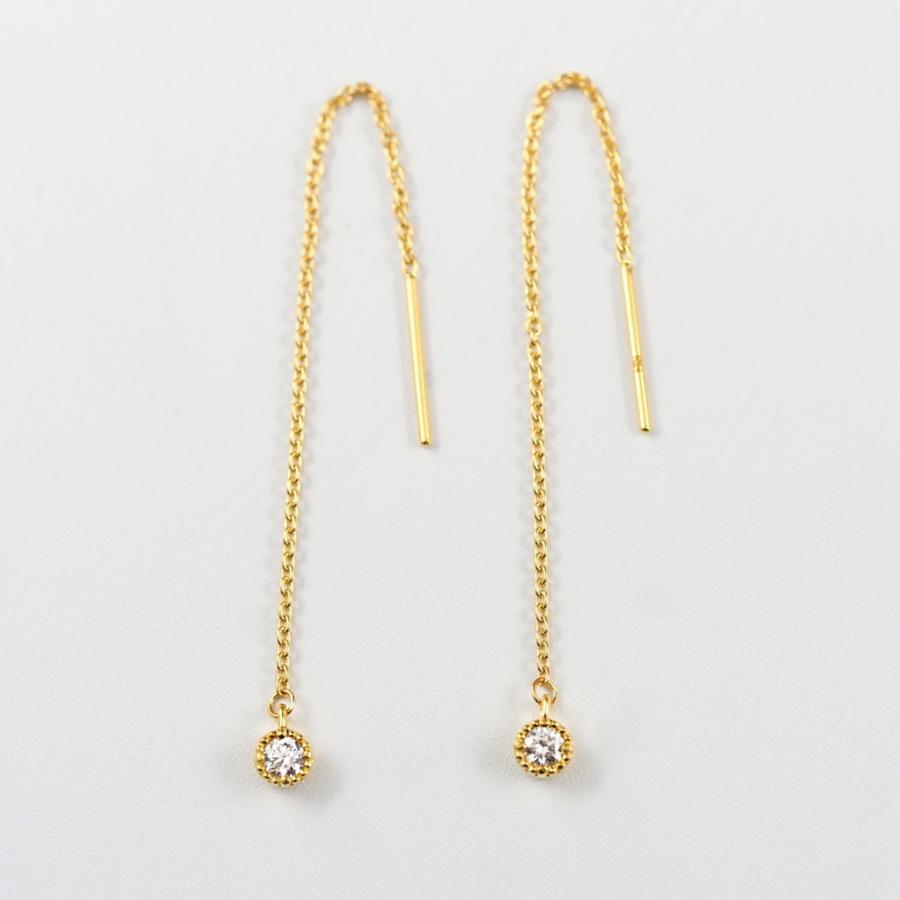 24金 ピアス 24金ピアス 純金 k24 K24 ダイヤ ダイヤモンド 一粒石 長い ゴールド チェーン シンプル 小豆 普段使い プレゼント |  | 01