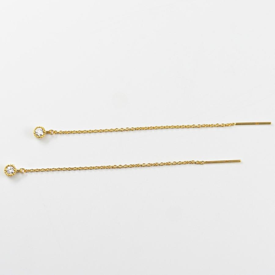 24金 ピアス 24金ピアス 純金 k24 K24 ダイヤ ダイヤモンド 一粒石 長い ゴールド チェーン シンプル 小豆 普段使い プレゼント |  | 03