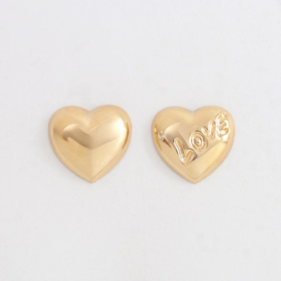 K18 ハート ピアス 18k 18金 ゴールド 大きい ボリューム 地金 LOVE ラブ 文字入り レディース |  | 01