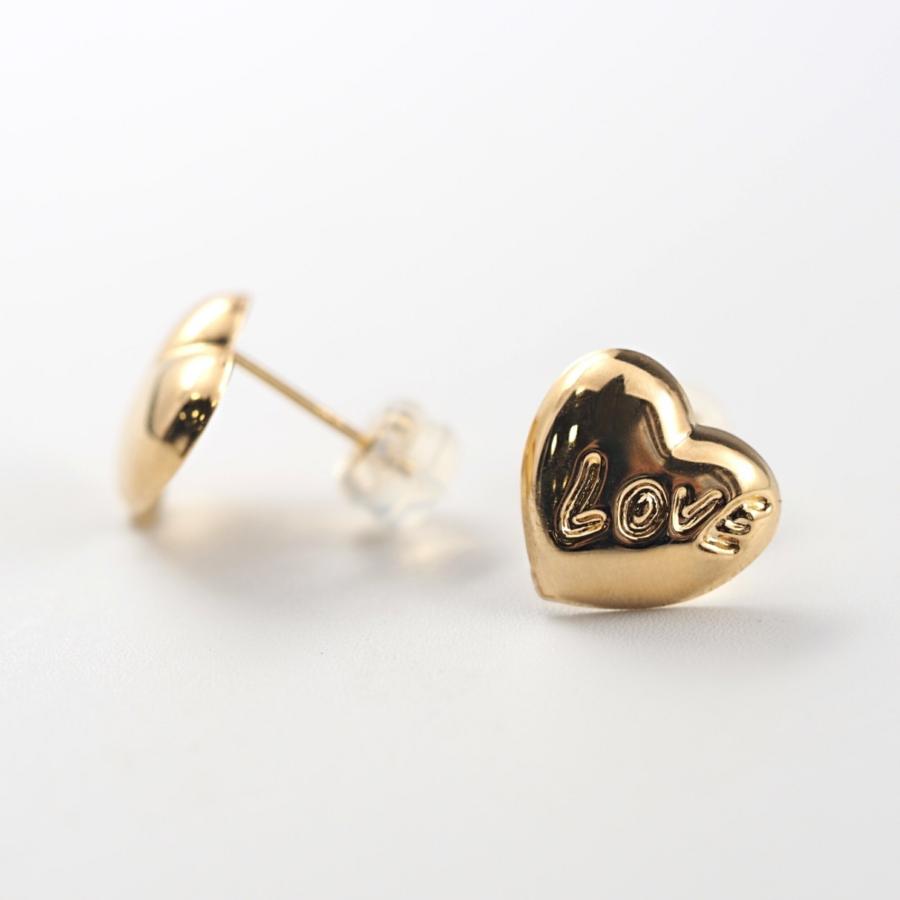 K18 ハート ピアス 18k 18金 ゴールド 大きい ボリューム 地金 LOVE ラブ 文字入り レディース |  | 04