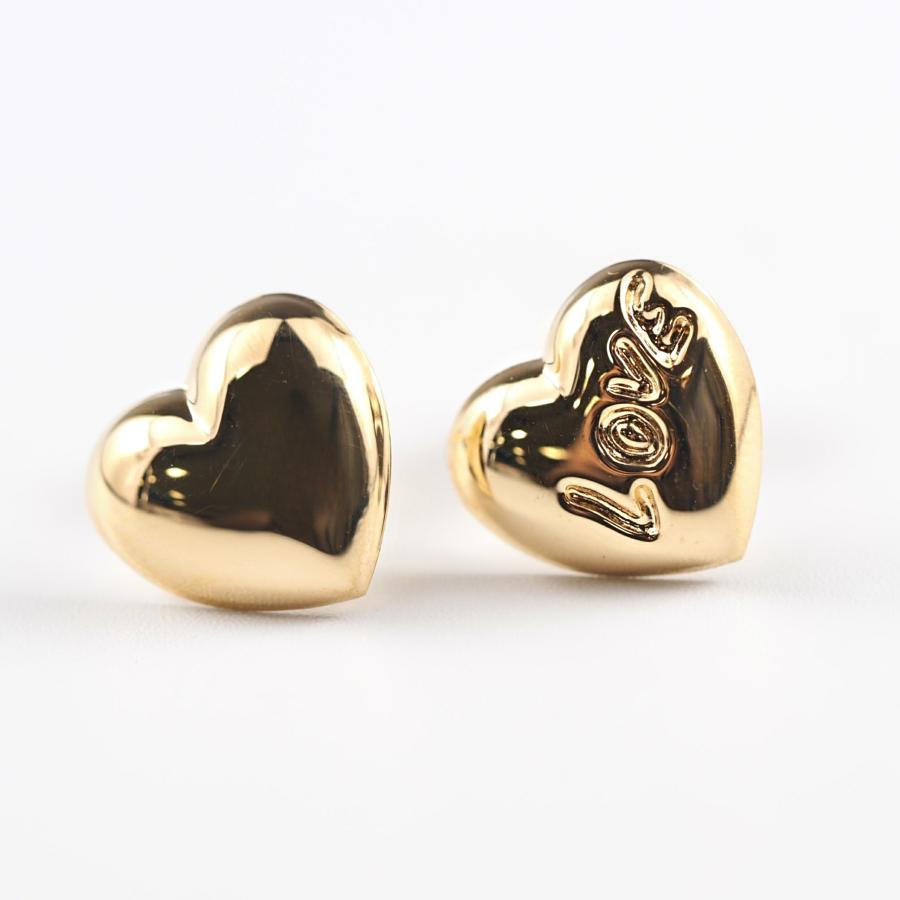 K18 ハート ピアス 18k 18金 ゴールド 大きい ボリューム 地金 LOVE ラブ 文字入り レディース |  | 06