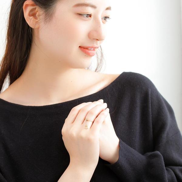 指輪 レディース 18金  チェーンリング フリーサイズ k18 スライド式  ムーブ 調節 長さ調節 プレゼント MITURE ミチュールの画像