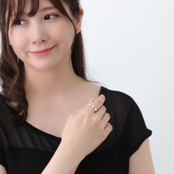 k18 指輪 チェーンリング スライド式 ムーブ 調節 長さ調節 アコヤパール パール |  | 01