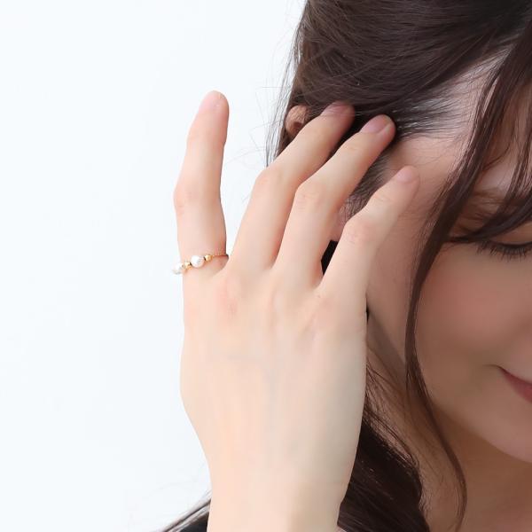 k18 指輪 チェーンリング スライド式 ムーブ 調節 長さ調節 アコヤパール パール |  | 02