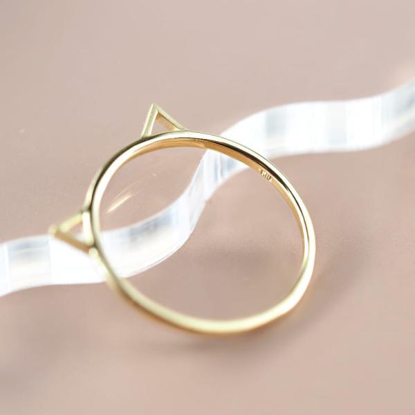 リング  指輪 ゴールド 18金 18k K18 猫 ネコ 猫耳 キャット レディース イエローゴールド  華奢 シンプル プレゼント ギフト |  | 03