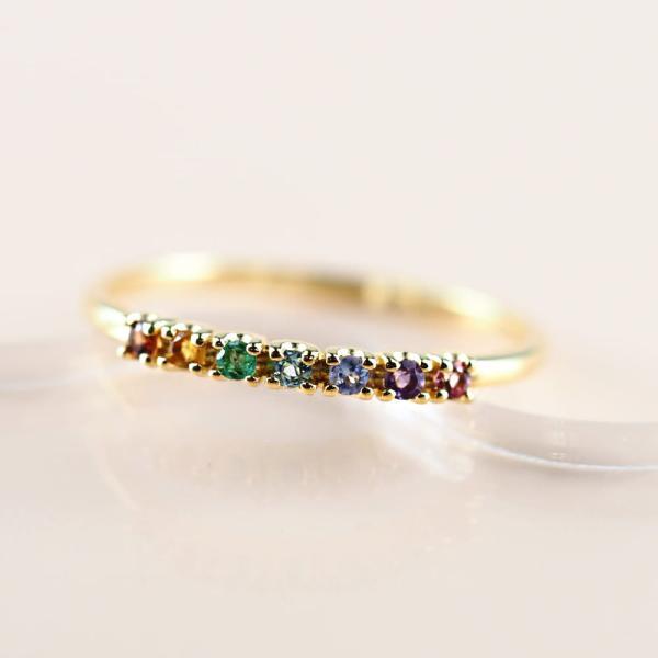 アミュレット レインボー 18金 18K 指輪 リング ゴールド 幸運 虹色 虹 ジュエリー レディース 天然石 重ねづけ |  | 01