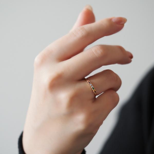 アミュレット レインボー 18金 18K 指輪 リング ゴールド 幸運 虹色 虹 ジュエリー レディース 天然石 重ねづけ |  | 02