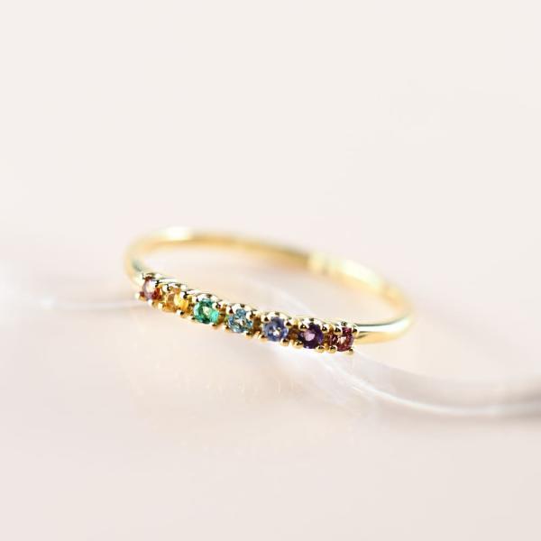 アミュレット レインボー 18金 18K 指輪 リング ゴールド 幸運 虹色 虹 ジュエリー レディース 天然石 重ねづけ |  | 04