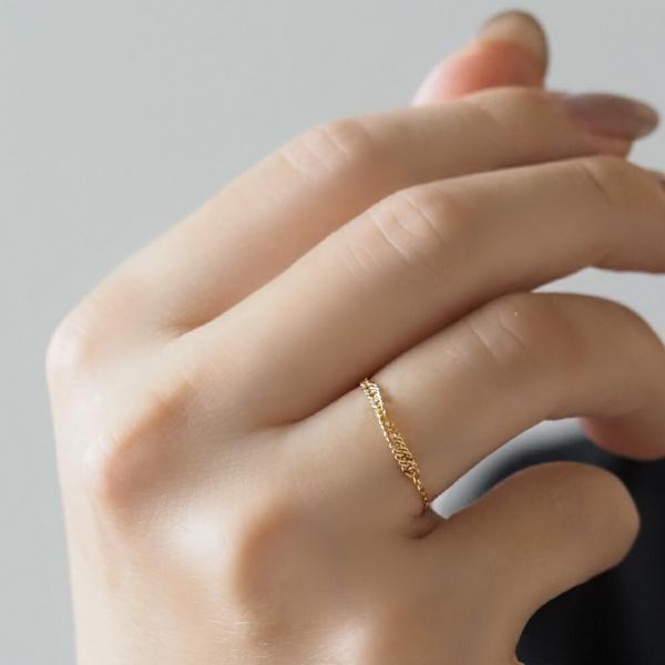 爆買 指輪 レディース 18金 フリーサイズ 18金指輪 リング チェーン