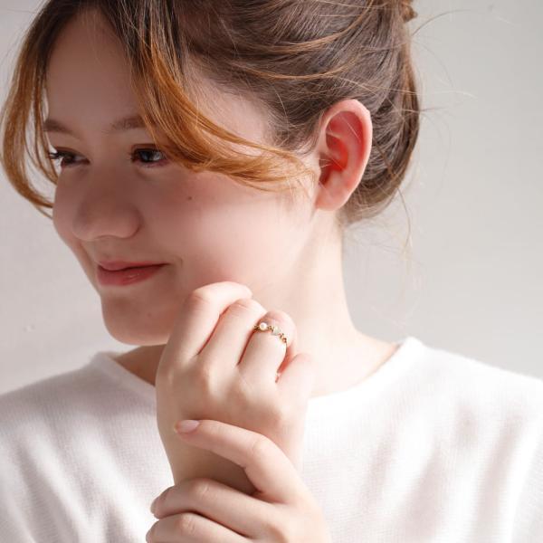 18金 リング 指輪 チェーンリング k18 鎖 あこや パール 真珠 ハート 重ね付け 女性 華奢 ジュエリー ブランド プレゼント おすすめ |  | 02