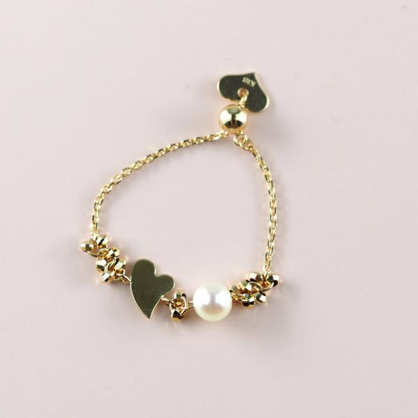 18金 リング 指輪 チェーンリング k18 鎖 あこや パール 真珠 ハート 重ね付け 女性 華奢 ジュエリー ブランド プレゼント おすすめ |  | 06