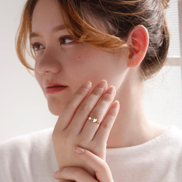 18金 リング 指輪 チェーンリング k18 鎖 あこや パール 真珠 ハート 重ね付け 女性 華奢 ジュエリー ブランド プレゼント おすすめ |  | 08