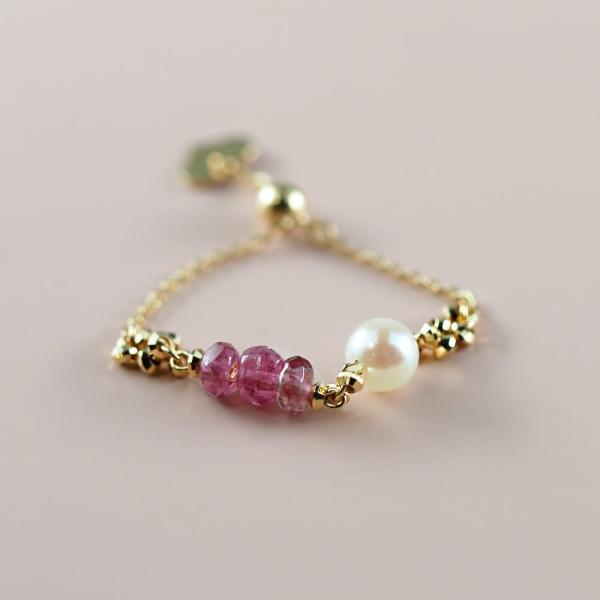 18金 リング 指輪 鎖 あこや パール 真珠 トルマリン ピンク ピンクトルマリン k18 重ね付け ブランド プレゼント おすすめ |  | 02