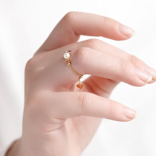 18金 リング 指輪 鎖 あこや パール 真珠 トルマリン ピンク ピンクトルマリン k18 重ね付け ブランド プレゼント おすすめ |  | 05