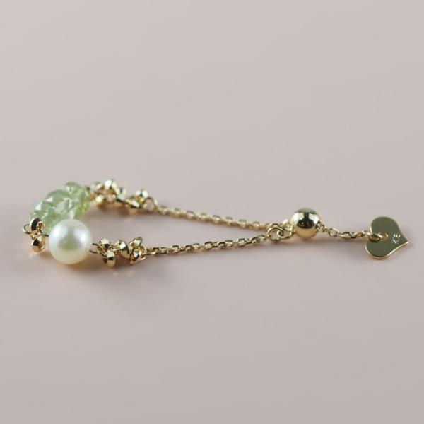 18金 リング 指輪 チェーンリング 鎖 あこや パール 真珠 トルマリン グリーン グリーントルマリン k18 重ね付け ブランド プレゼント |  | 03