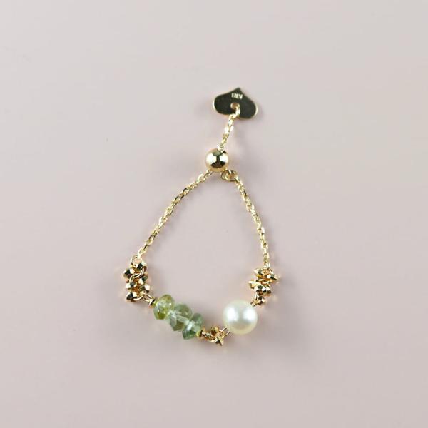 18金 リング 指輪 チェーンリング 鎖 あこや パール 真珠 トルマリン グリーン グリーントルマリン k18 重ね付け ブランド プレゼント |  | 04