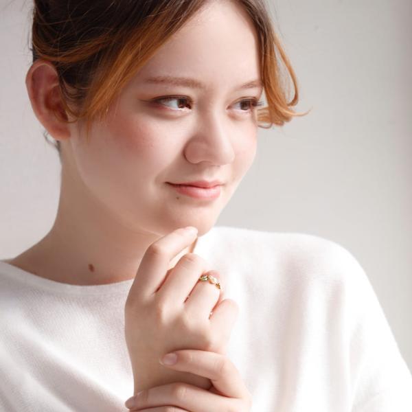 18金 リング 指輪 チェーンリング 鎖 あこや パール 真珠 トルマリン グリーン グリーントルマリン k18 重ね付け ブランド プレゼント |  | 07