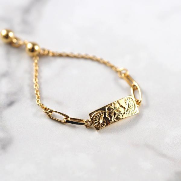 ハワイアンジュエリー 指輪 レディース 18金 フリーサイズ リング k18 K18 ハイビスカス ハワイ チェーンリング 18金指輪 k18リング ゴールド |  | 01