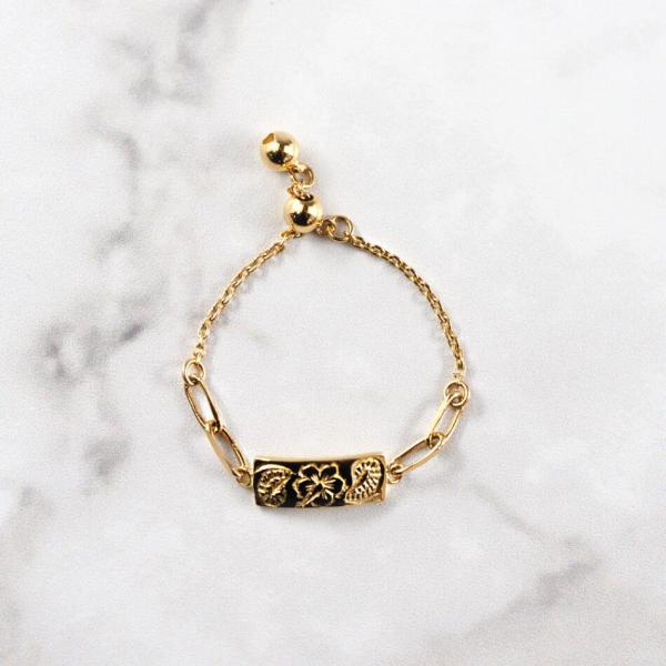 ハワイアンジュエリー 指輪 レディース 18金 フリーサイズ リング k18 K18 ハイビスカス ハワイ チェーンリング 18金指輪 k18リング ゴールド |  | 02