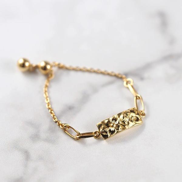 ハワイアンジュエリー 指輪 レディース 18金 フリーサイズ リング k18 K18 プルメリア ハワイ チェーンリング フリーサイズ 18金指輪 k18リング ゴールド |  | 01