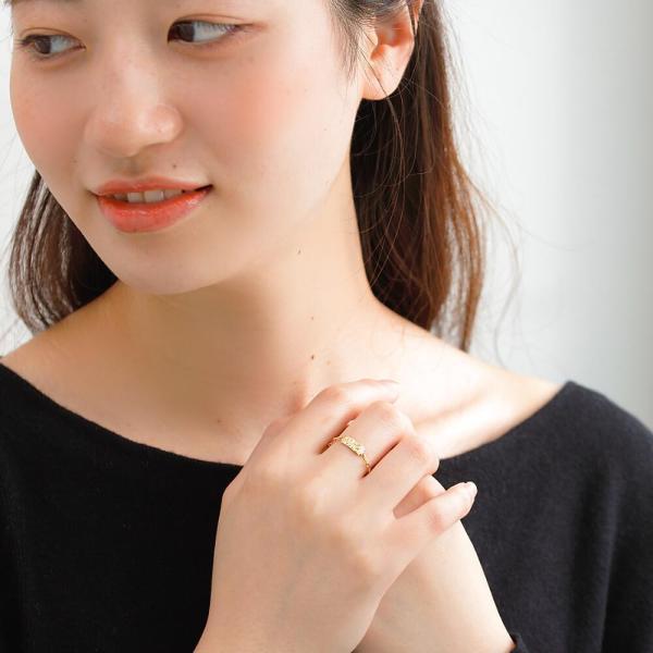 ハワイアンジュエリー 指輪 レディース 18金 フリーサイズ リング k18 K18 波 ウェーブ ハワイ チェーンリング フリーサイズ 18金指輪 k18リング ゴールドの画像