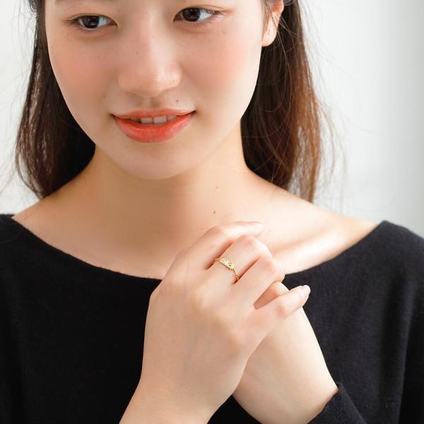 ハワイアンジュエリー 指輪 レディース 18金 フリーサイズ リング k18 K18 波 ウェーブ ハワイ チェーンリング フリーサイズ 18金指輪 k18リング ゴールドの画像