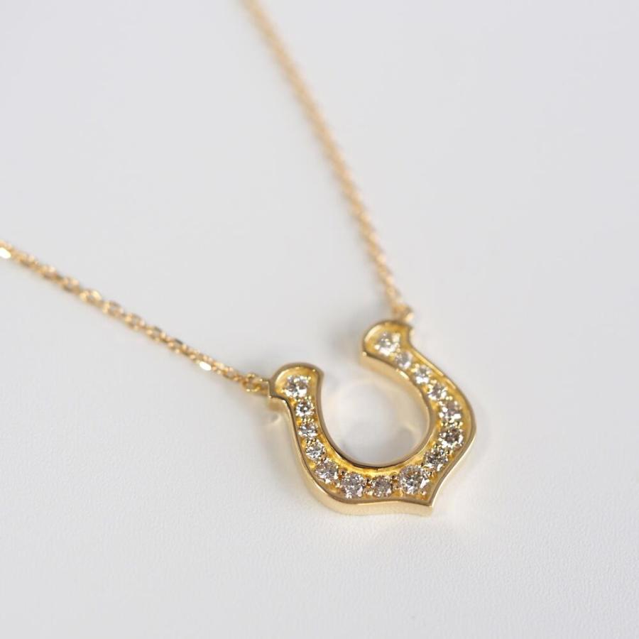 ネックレス レディース K18 18金K18YG  馬蹄 馬蹄ネックレス ホースシュー シンプル お守り チェーンネックレス 普段使いの画像