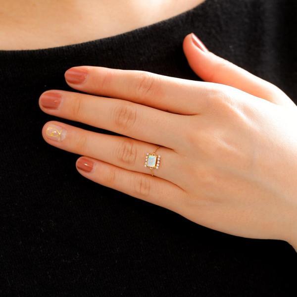 オパール チェーンリング k18 18K 18金 指輪 ゆびわ チェーン パール 真珠 淡水 鎖 シンプル 重ね付け |  | 03