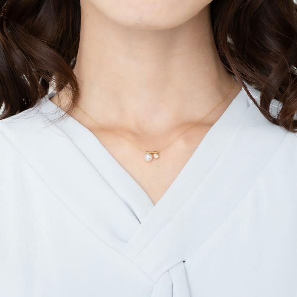 一粒ダイヤモンド ダイヤ 0.1ct あこや 真珠 パール 18金 18k k18 イエローゴールド ネックレス チェーンレディース ジュエリー アクセサリー プレゼント |  | 01