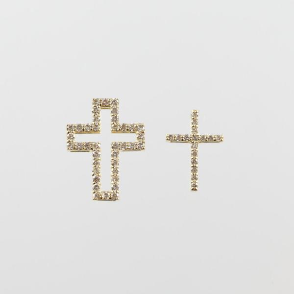 18金 18k メンズ クロス ネックレス ダイヤモンド 小さめ レディース   十字架 地金 ダイヤ 4way |  | 03