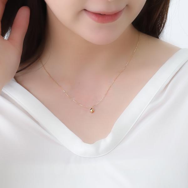 ネックレス レディース シンプル　シンプルコーデ K18 18Kイエローゴールド  ひし形 ダイヤ  プレゼント ギフト |  | 02