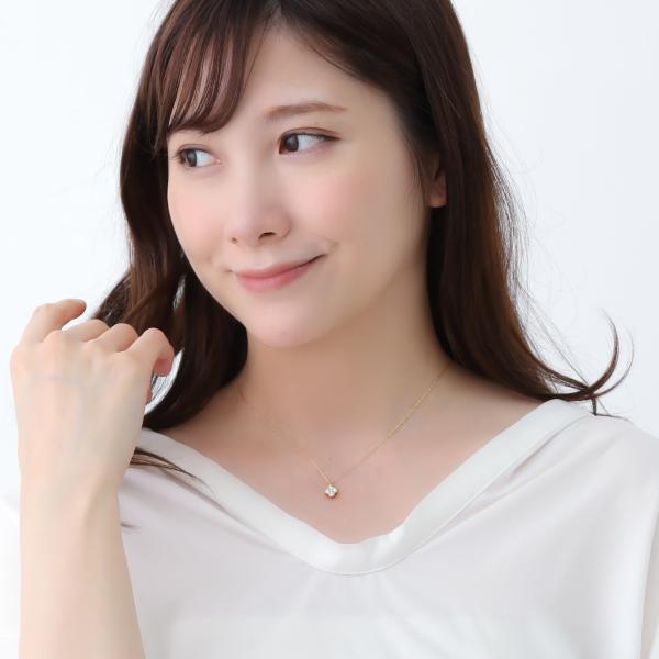 ネックレス レディース K18 18Kイエローゴールド  ダイヤモンド ダイヤ シェル  お花 フラワー リバーシブル プレゼント ギフトの画像