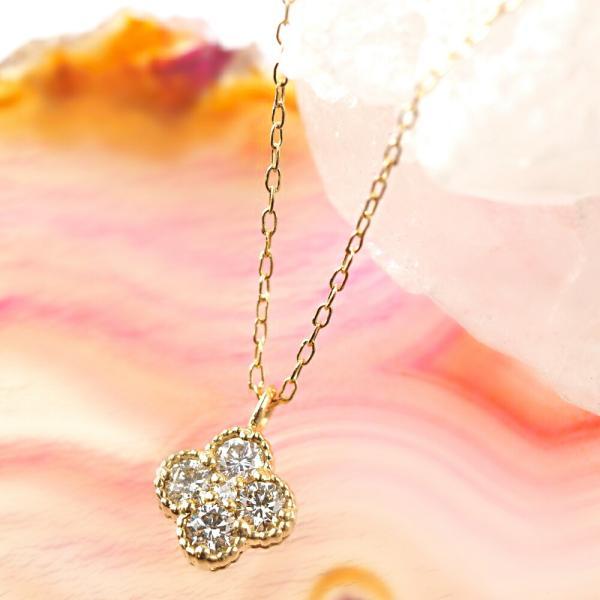 ネックレス レディース K18 18Kイエローゴールド  ダイヤモンド ダイヤ シェル  お花 フラワー リバーシブル プレゼント ギフトの画像