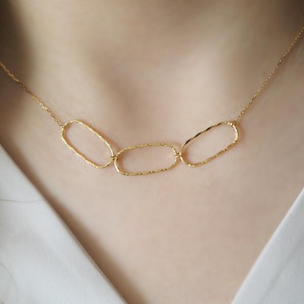 ネックレス ジュエリー レディース人気 18k K18 チェーン トラックチェーン 鎖 輪っか 大きい 流行 トレンド おしゃれ ブランド ゴールド  シンプル 大人 |  | 07